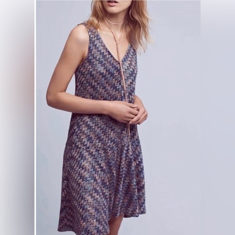 💚Maeve Westwater Knit Zig Zag Drop Waist Dress Size Medium